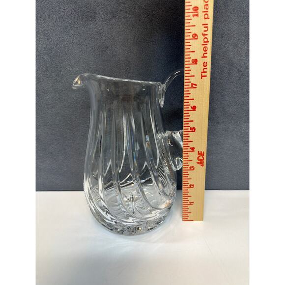Vintage Lead Crystal Heavy Clear Pitcher Swirled Pattern ~ 8" - Picture 9 of 10